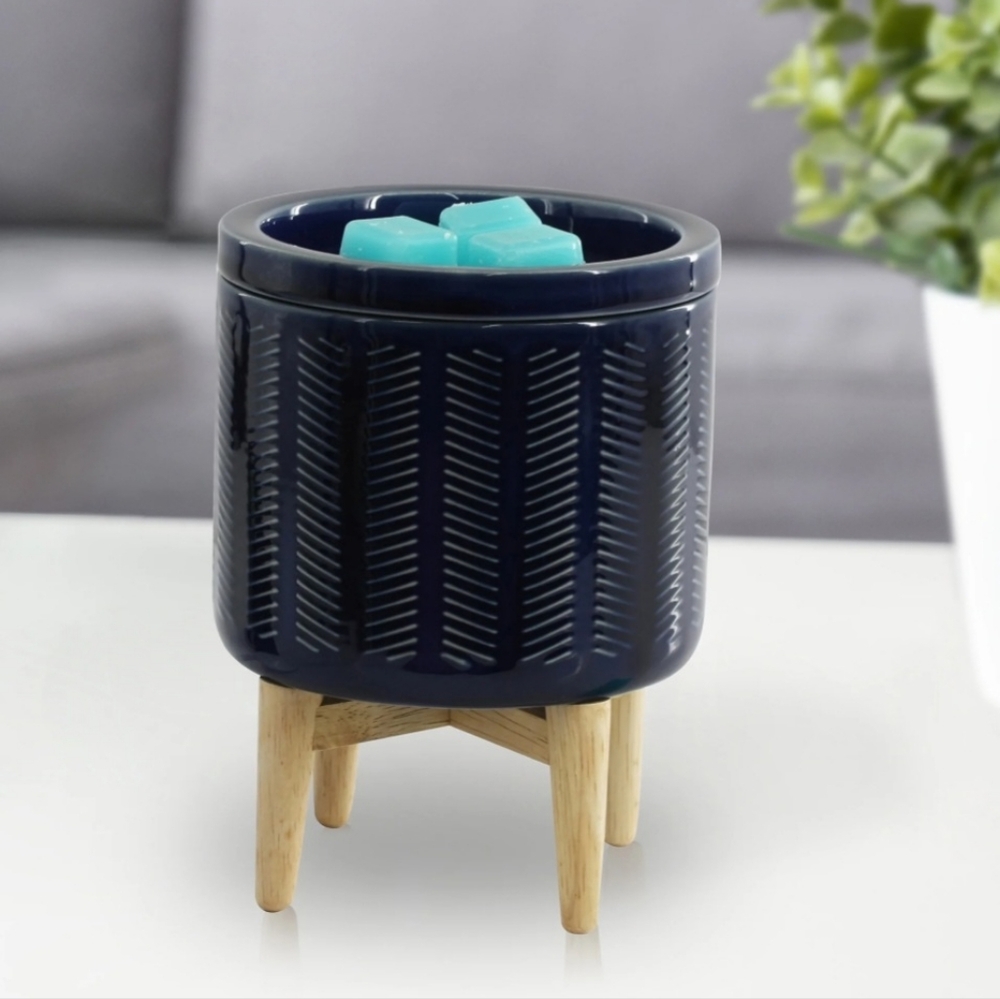Better Homes & Gardens Electric Ceramic Wax Warmer with Wood Stand - Navy - Picture 3 of 6